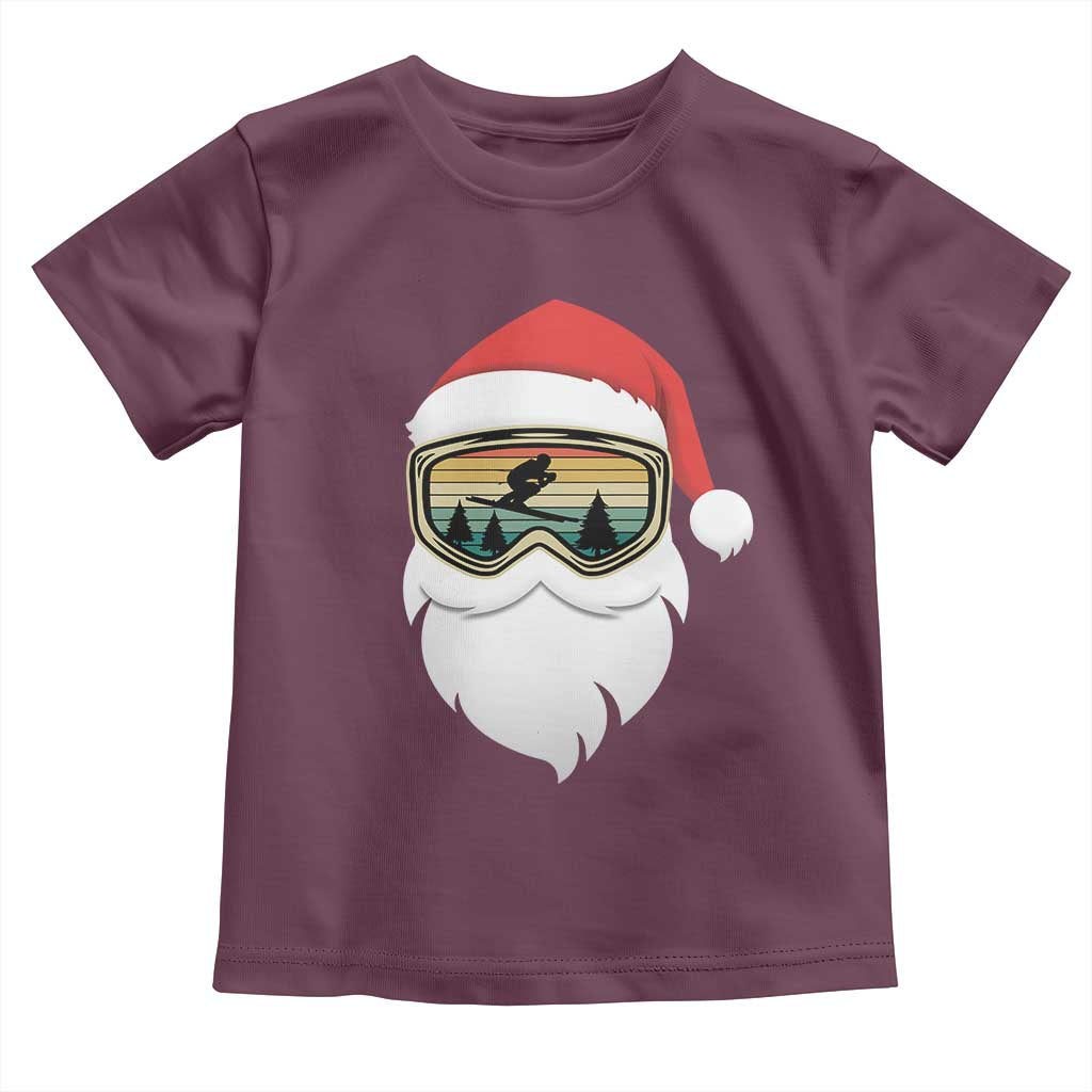 Funny Ski Christmas Winter Sport Skiing Santa Hat Toddler T Shirt - Wonder Print Shop