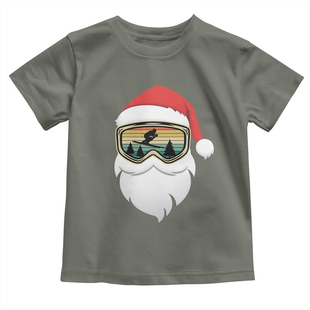 Funny Ski Christmas Winter Sport Skiing Santa Hat Toddler T Shirt - Wonder Print Shop