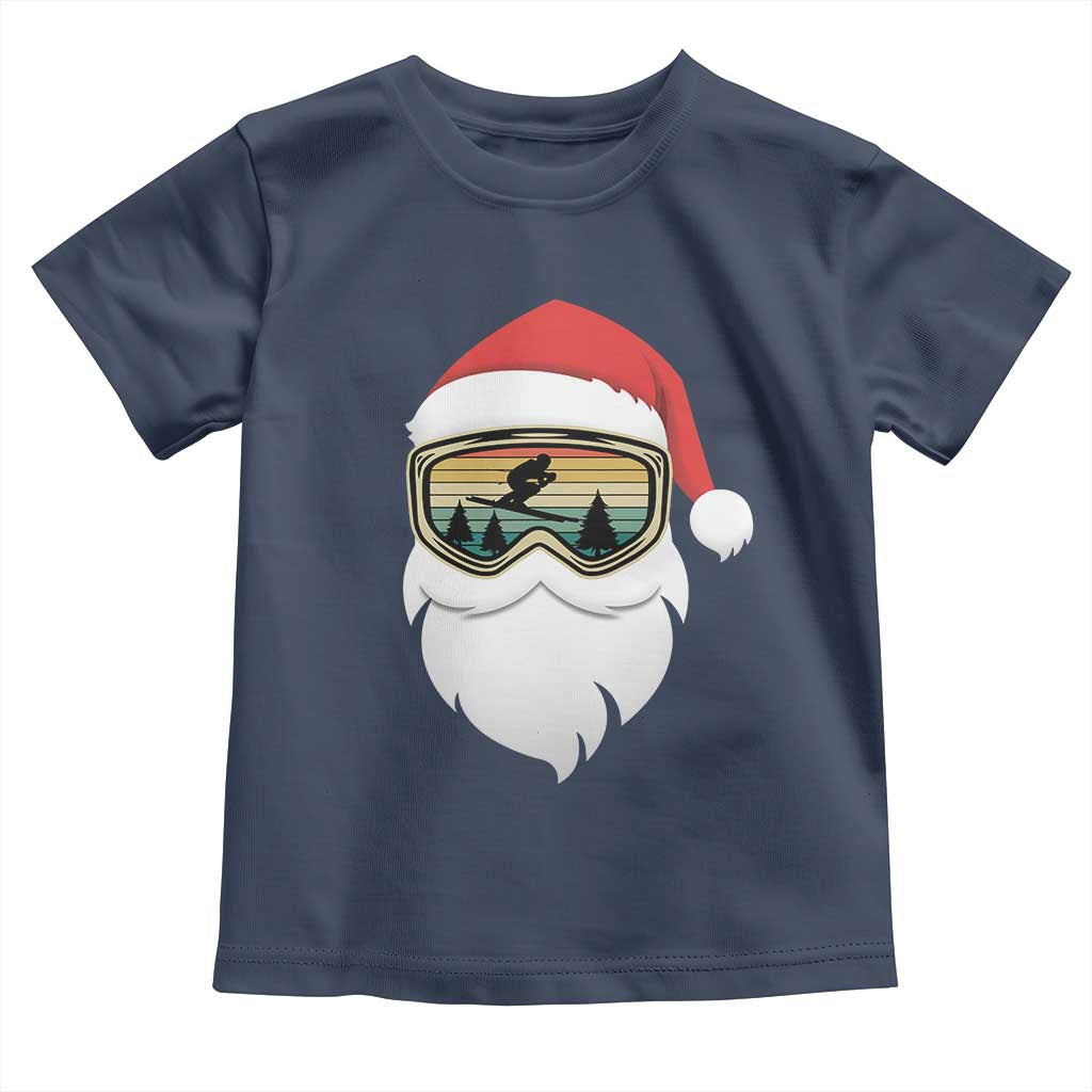 Funny Ski Christmas Winter Sport Skiing Santa Hat Toddler T Shirt - Wonder Print Shop