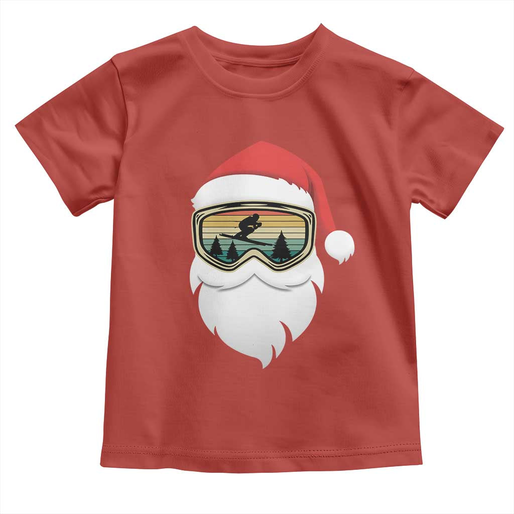 Funny Ski Christmas Winter Sport Skiing Santa Hat Toddler T Shirt - Wonder Print Shop