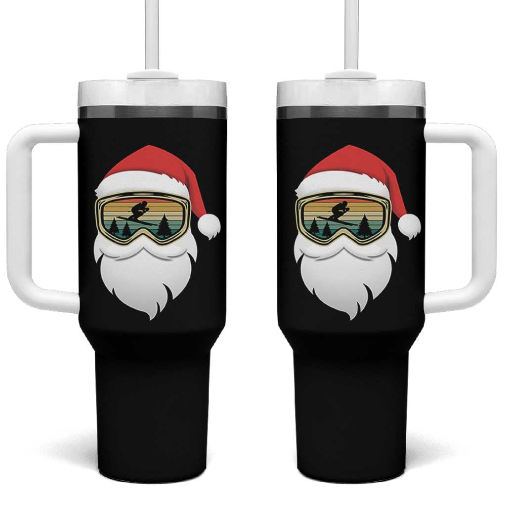 Funny Ski Christmas Winter Sport Skiing Santa Hat Tumbler With Handle - Wonder Print Shop