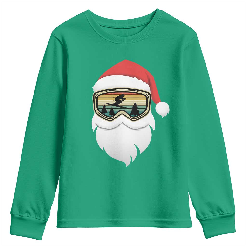 Funny Ski Christmas Winter Sport Skiing Santa Hat Youth Sweatshirt - Wonder Print Shop