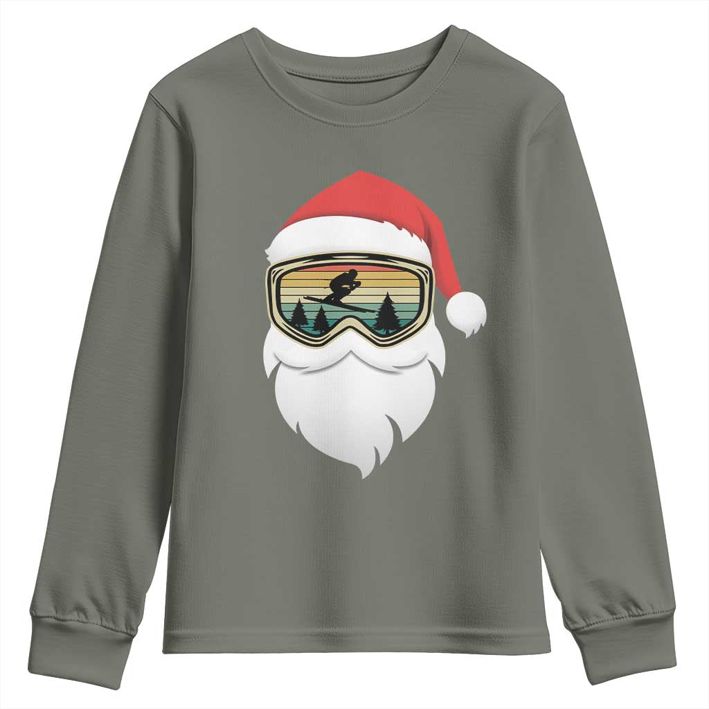 Funny Ski Christmas Winter Sport Skiing Santa Hat Youth Sweatshirt - Wonder Print Shop