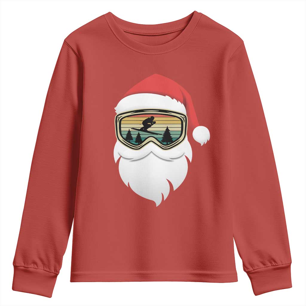 Funny Ski Christmas Winter Sport Skiing Santa Hat Youth Sweatshirt - Wonder Print Shop