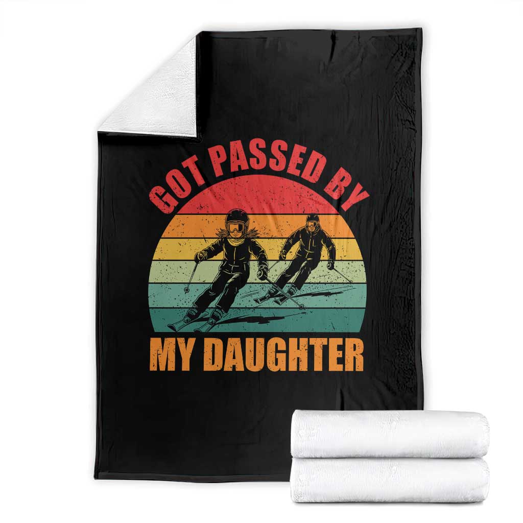 Funny Skiing Ski Dad Throw Blanket Got Passed By My Daughter Retro Vintage - Wonder Print Shop