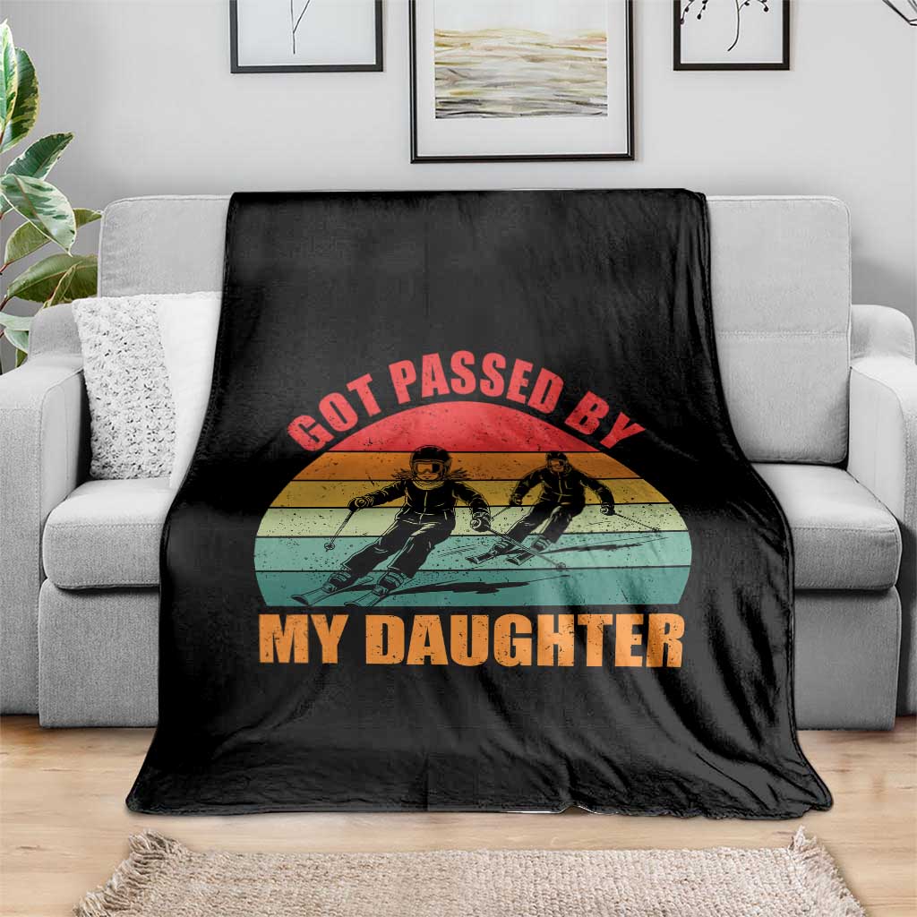 Funny Skiing Ski Dad Throw Blanket Got Passed By My Daughter Retro Vintage - Wonder Print Shop