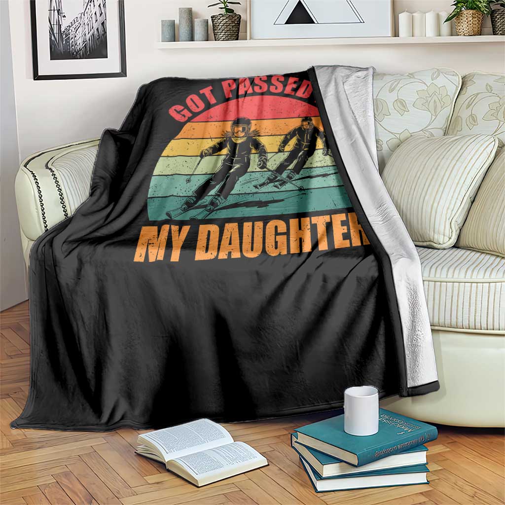 Funny Skiing Ski Dad Throw Blanket Got Passed By My Daughter Retro Vintage - Wonder Print Shop
