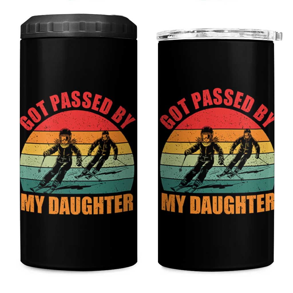 Funny Skiing Ski Dad 4 in 1 Can Cooler Tumbler Got Passed By My Daughter Retro Vintage - Wonder Print Shop