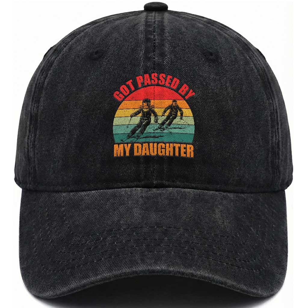 Funny Skiing Ski Dad Washed Cotton Baseball Cap Got Passed By My Daughter Retro Vintage