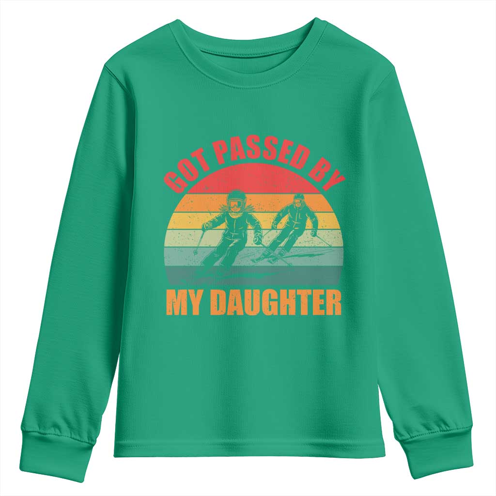 Funny Skiing Ski Dad Youth Sweatshirt Got Passed By My Daughter Retro Vintage - Wonder Print Shop