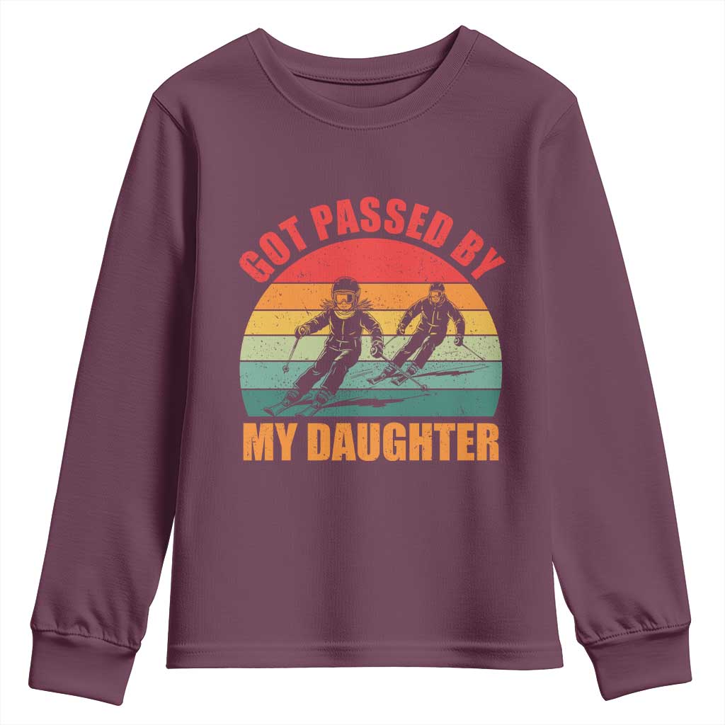 Funny Skiing Ski Dad Youth Sweatshirt Got Passed By My Daughter Retro Vintage - Wonder Print Shop