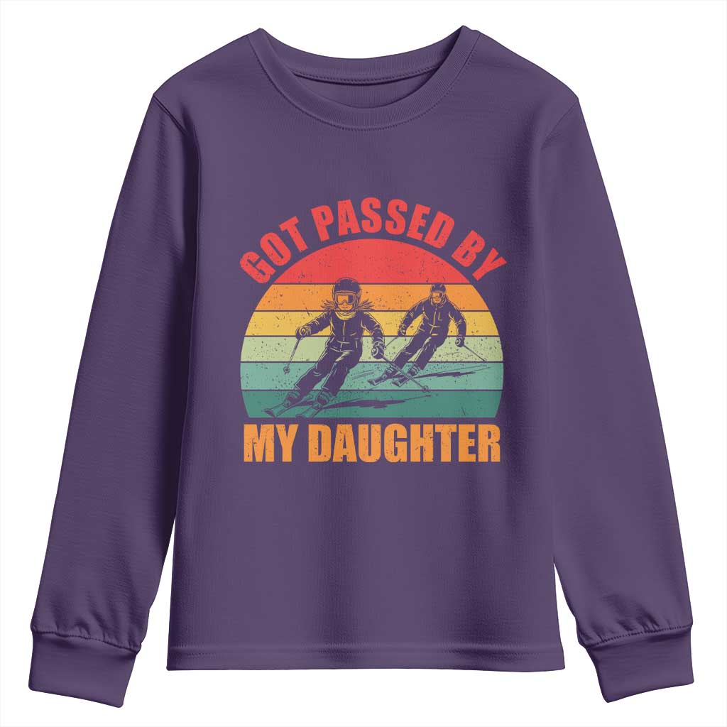 Funny Skiing Ski Dad Youth Sweatshirt Got Passed By My Daughter Retro Vintage - Wonder Print Shop