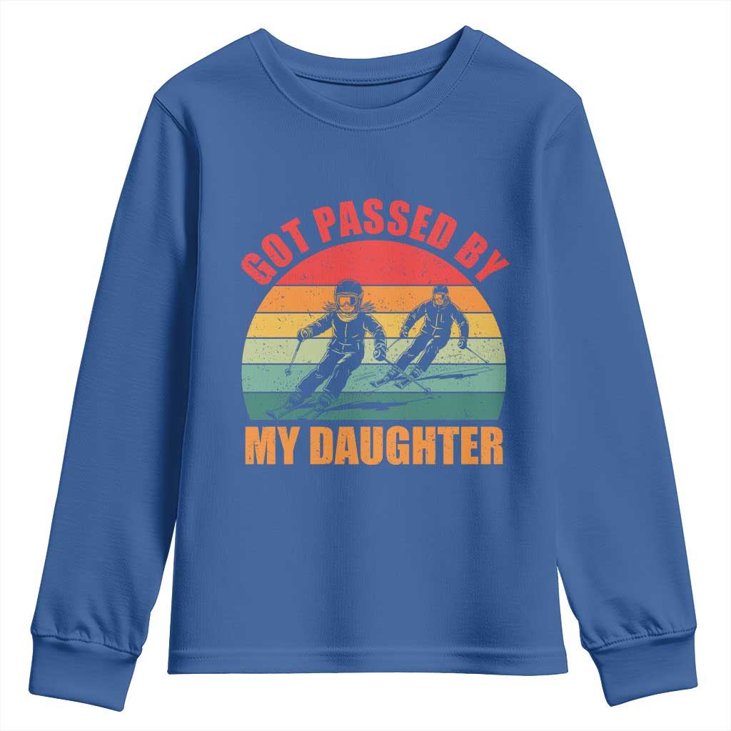 Funny Skiing Ski Dad Youth Sweatshirt Got Passed By My Daughter Retro Vintage - Wonder Print Shop