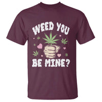 Funny Valentine's Day Weed You Be Mine T Shirt Cannabis Marijuana Hearts