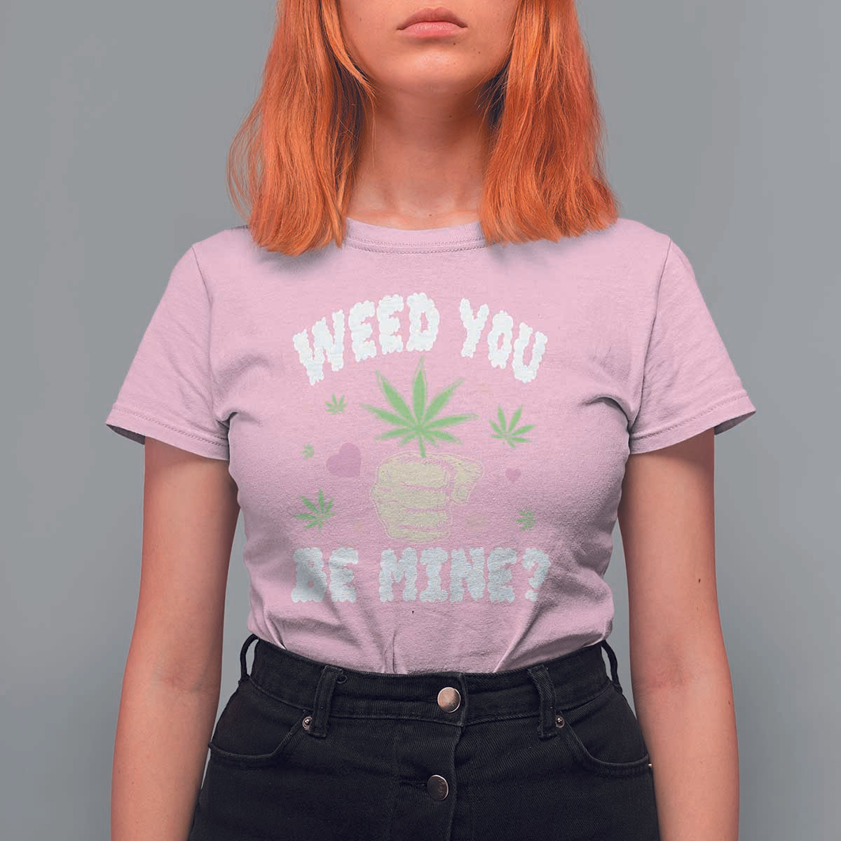 Funny Valentine's Day Weed You Be Mine T Shirt For Women Cannabis Marijuana Hearts