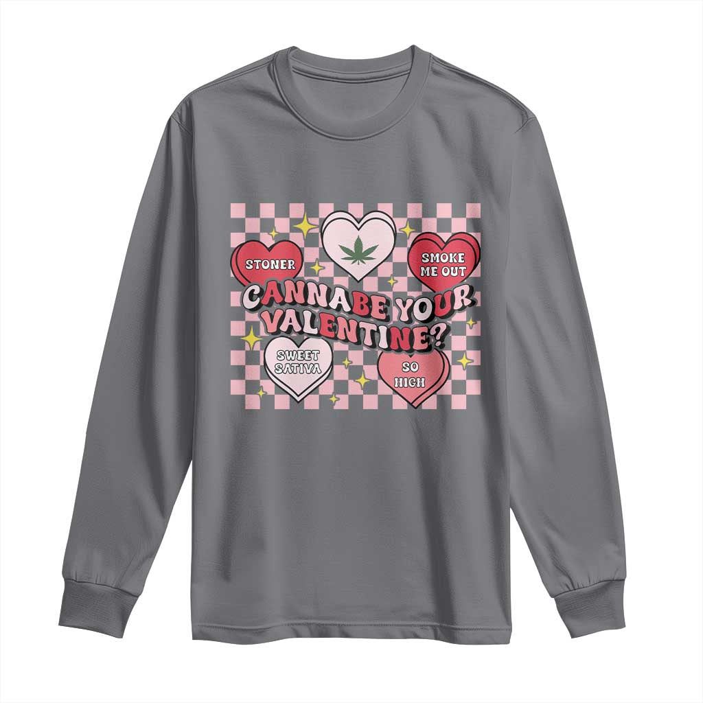 Funny Valentine's Day Weed Cannabis Marijuana Long Sleeve Shirt Cannabe Your Valentine Heart