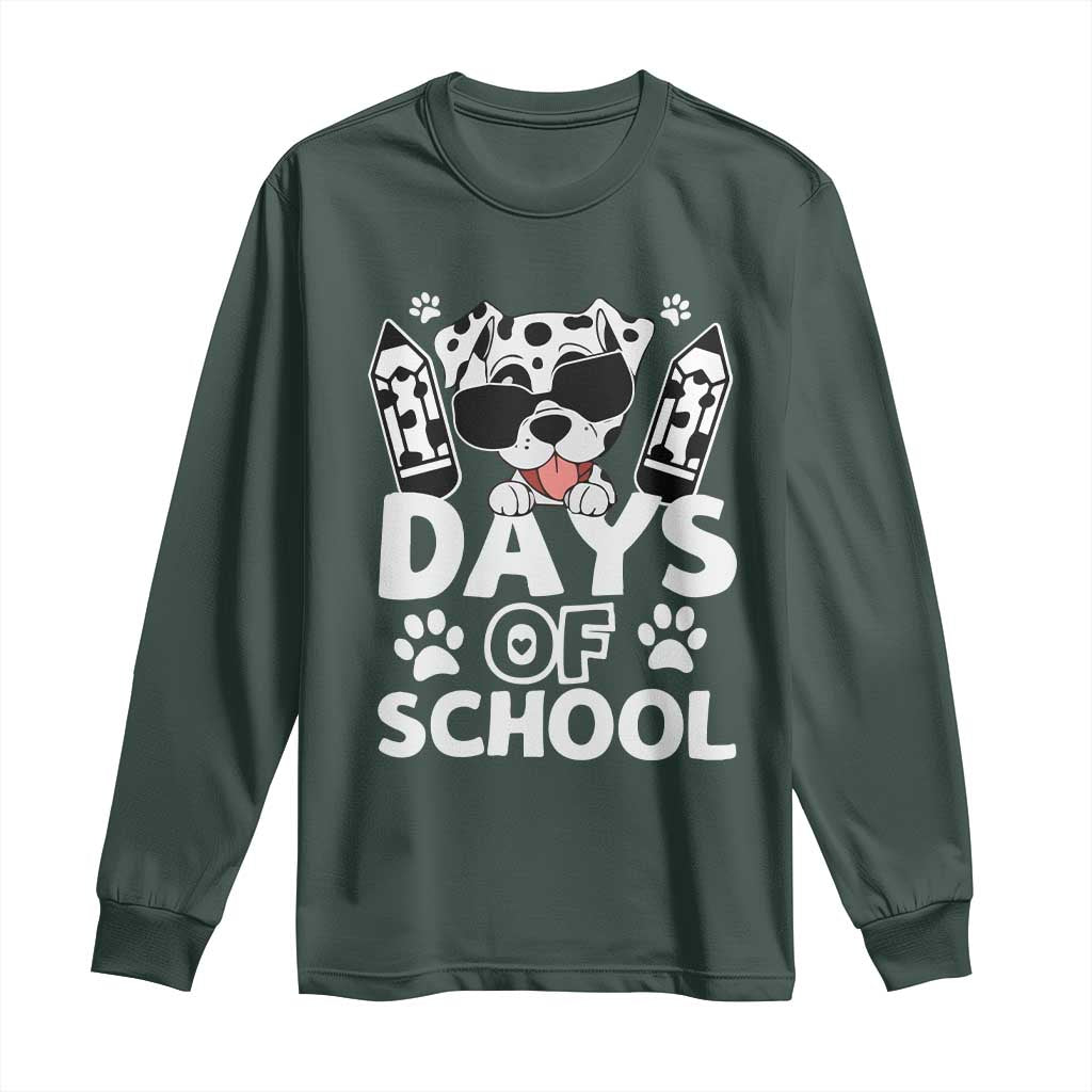 Funny 101 Days Of School Dalmatian Dog Long Sleeve Shirt 100th Day Of School