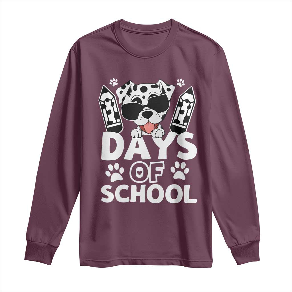 Funny 101 Days Of School Dalmatian Dog Long Sleeve Shirt 100th Day Of School