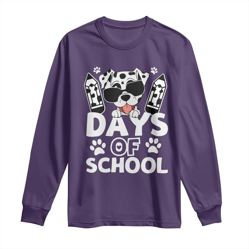 Funny 101 Days Of School Dalmatian Dog Long Sleeve Shirt 100th Day Of School
