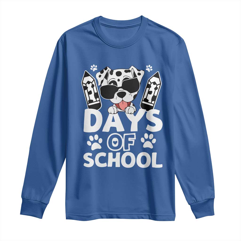 Funny 101 Days Of School Dalmatian Dog Long Sleeve Shirt 100th Day Of School