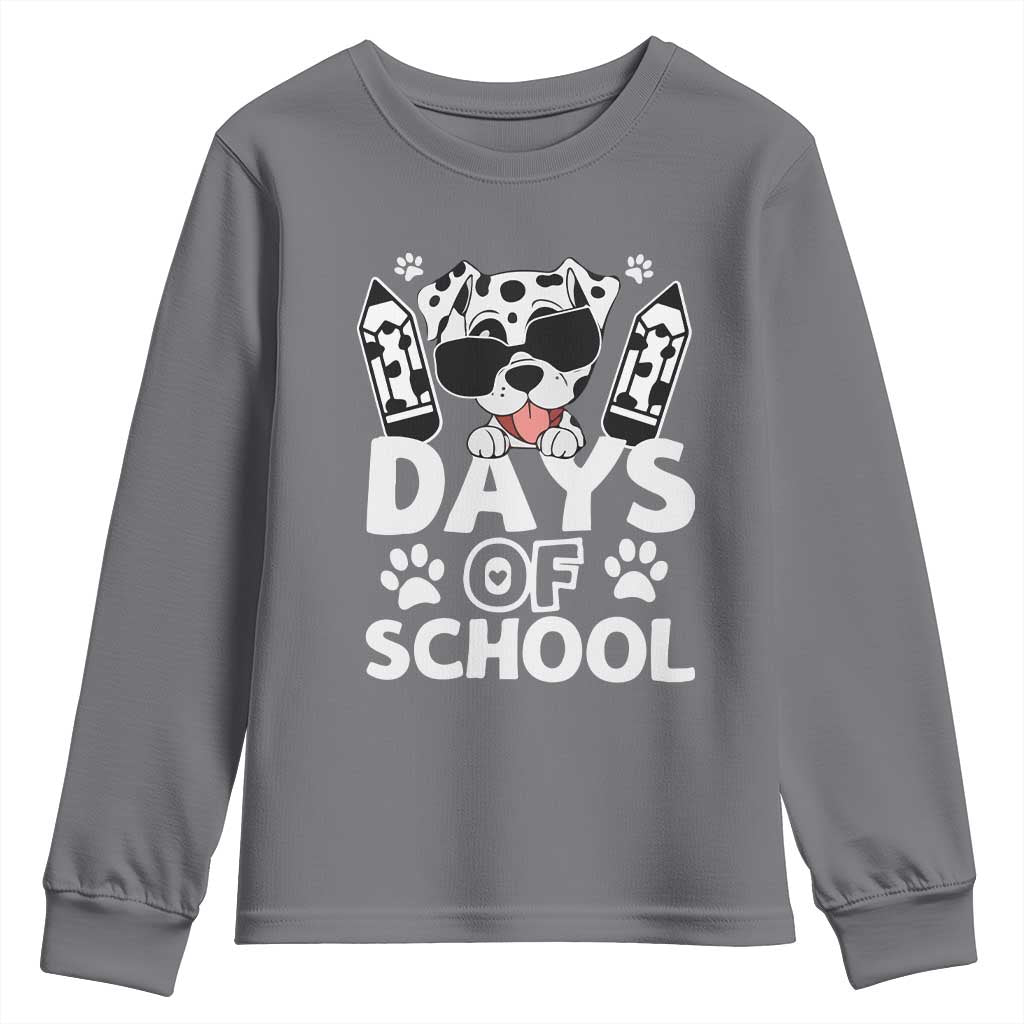 Funny 101 Days Of School Dalmatian Dog Youth Sweatshirt 100th Day Of School