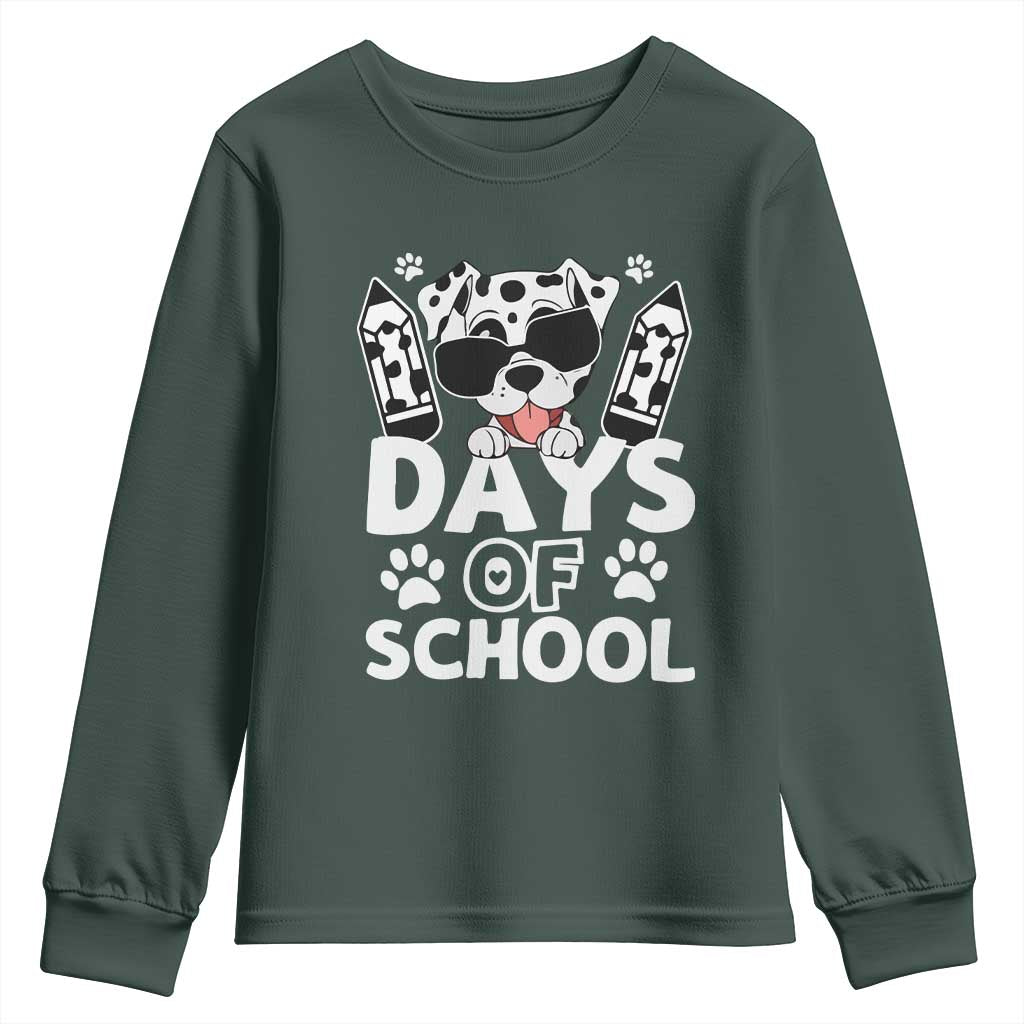 Funny 101 Days Of School Dalmatian Dog Youth Sweatshirt 100th Day Of School