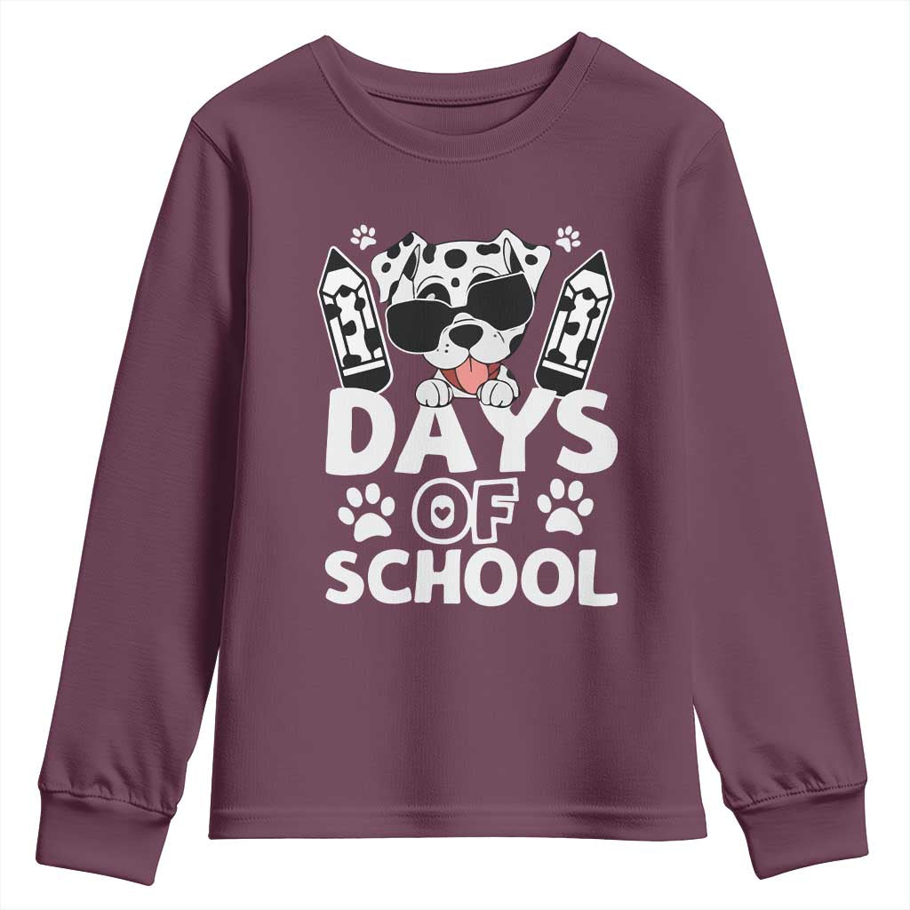 Funny 101 Days Of School Dalmatian Dog Youth Sweatshirt 100th Day Of School