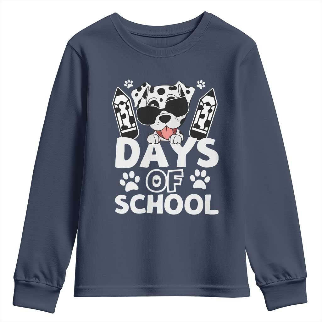 Funny 101 Days Of School Dalmatian Dog Youth Sweatshirt 100th Day Of School