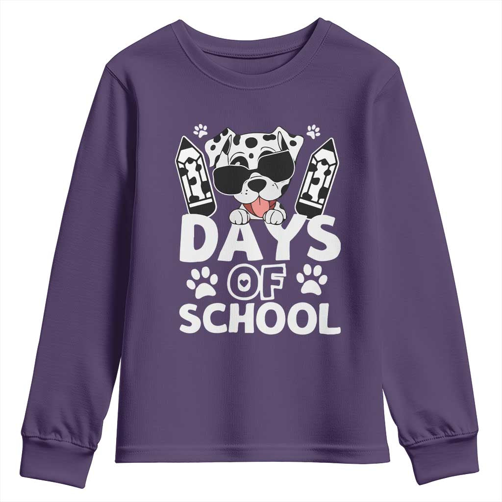 Funny 101 Days Of School Dalmatian Dog Youth Sweatshirt 100th Day Of School