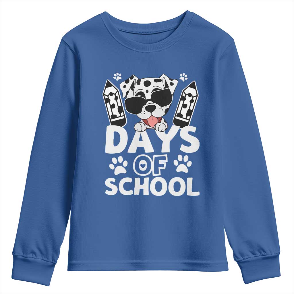 Funny 101 Days Of School Dalmatian Dog Youth Sweatshirt 100th Day Of School