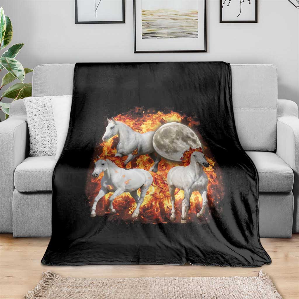 3 Fire Horses Moon Equestrian Throw Blanket Year Of The Fire Horse Joke