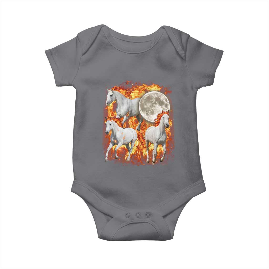 3 Fire Horses Moon Equestrian Baby Onesie Year Of The Fire Horse Joke