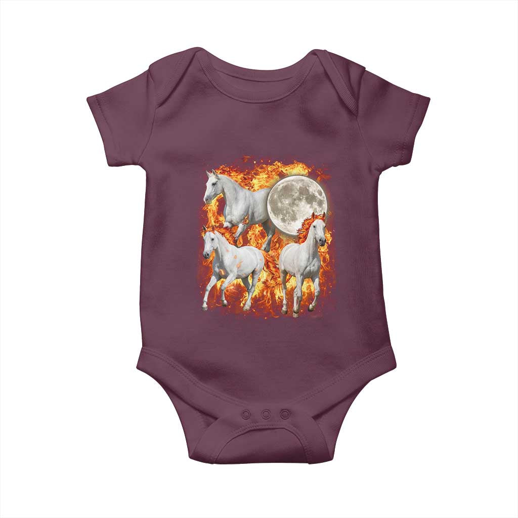 3 Fire Horses Moon Equestrian Baby Onesie Year Of The Fire Horse Joke