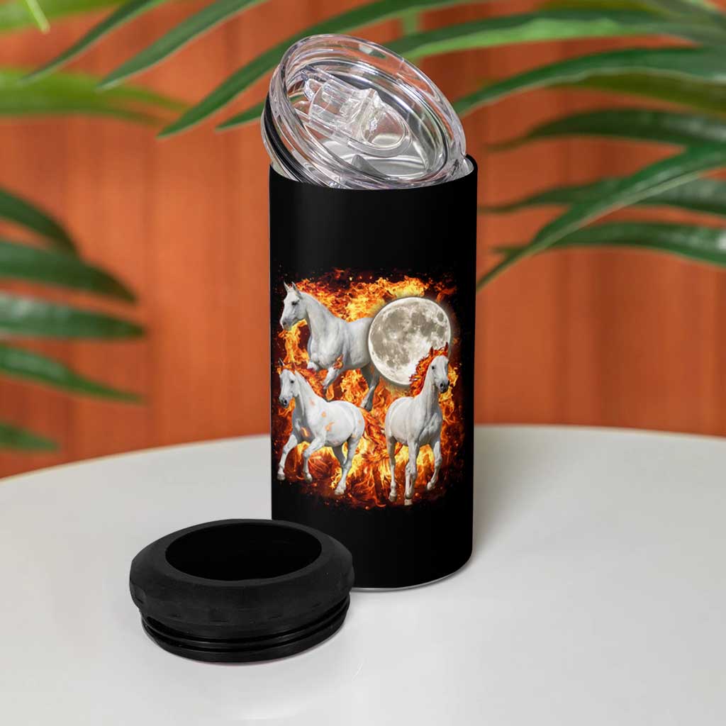 3 Fire Horses Moon Equestrian 4 in 1 Can Cooler Tumbler Year Of The Fire Horse Joke