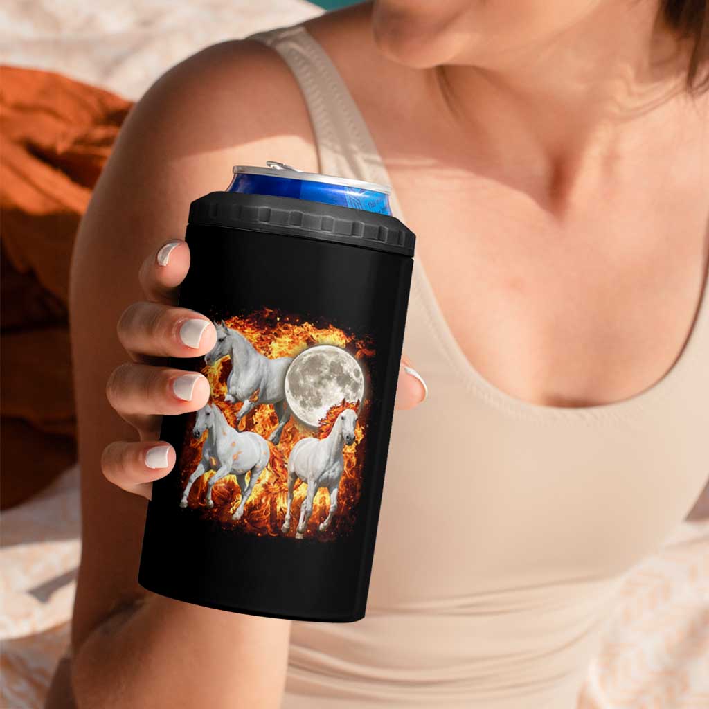 3 Fire Horses Moon Equestrian 4 in 1 Can Cooler Tumbler Year Of The Fire Horse Joke
