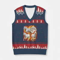 3 Fire Horses Moon Equestrian V-Neck Knit Sweater Vest Year Of The Fire Horse Joke