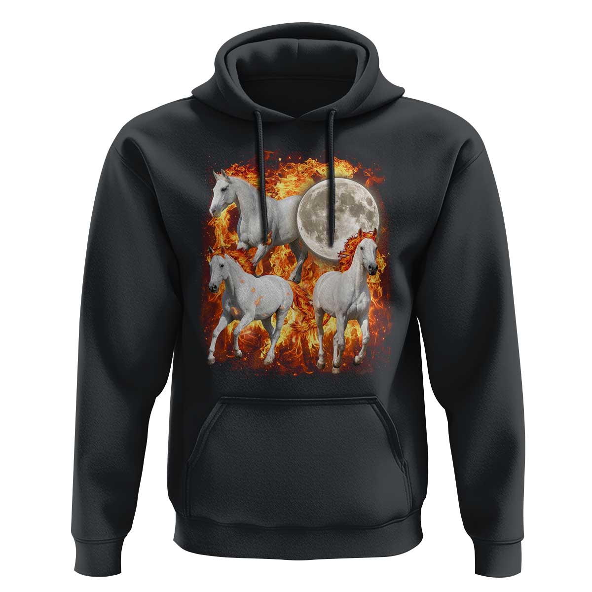 3 Fire Horses Moon Equestrian Hoodie Year Of The Fire Horse Joke