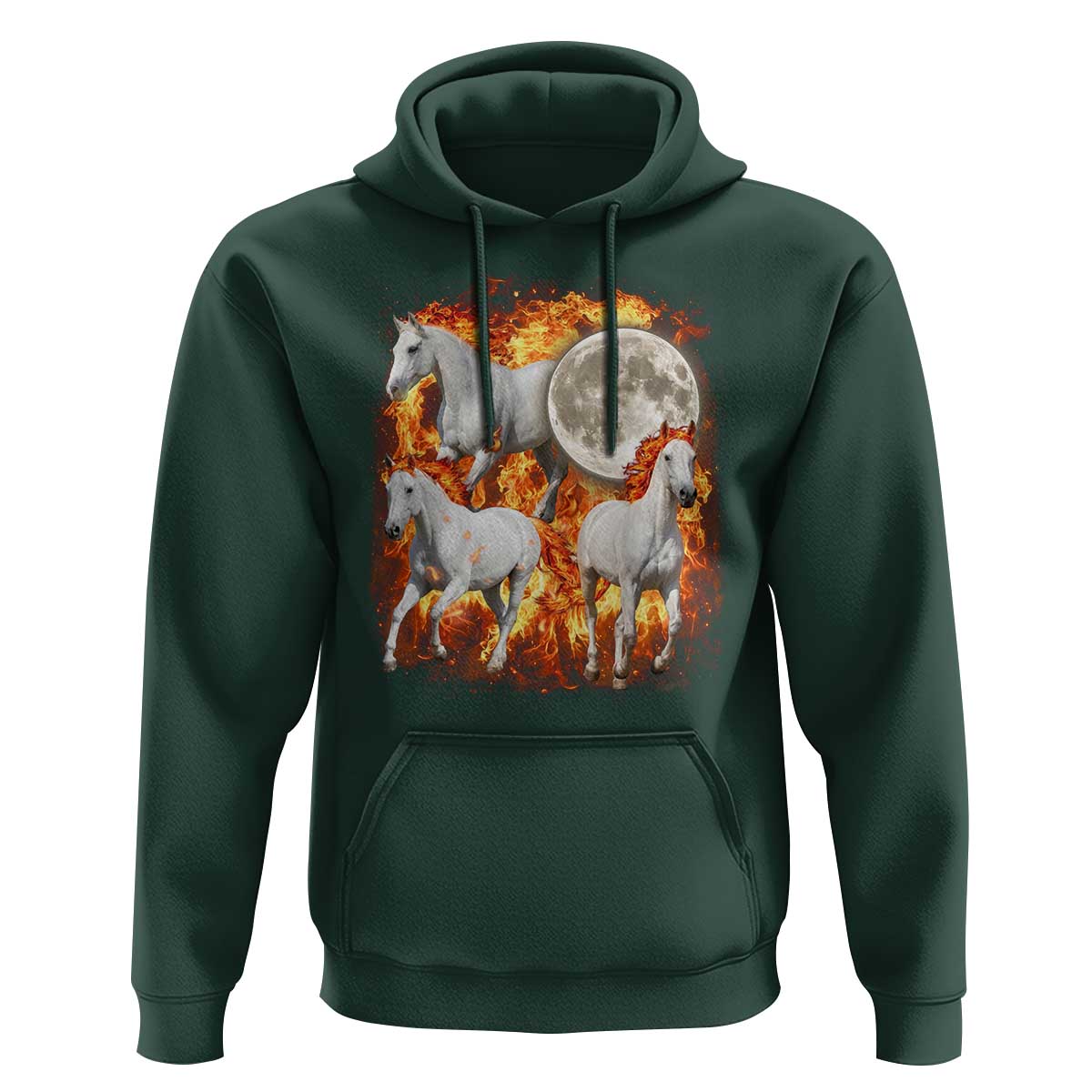 3 Fire Horses Moon Equestrian Hoodie Year Of The Fire Horse Joke