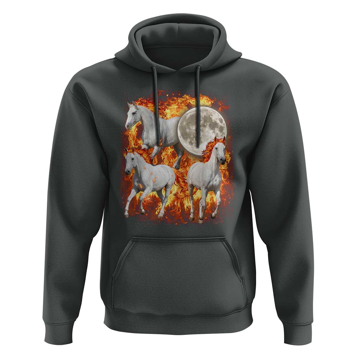 3 Fire Horses Moon Equestrian Hoodie Year Of The Fire Horse Joke