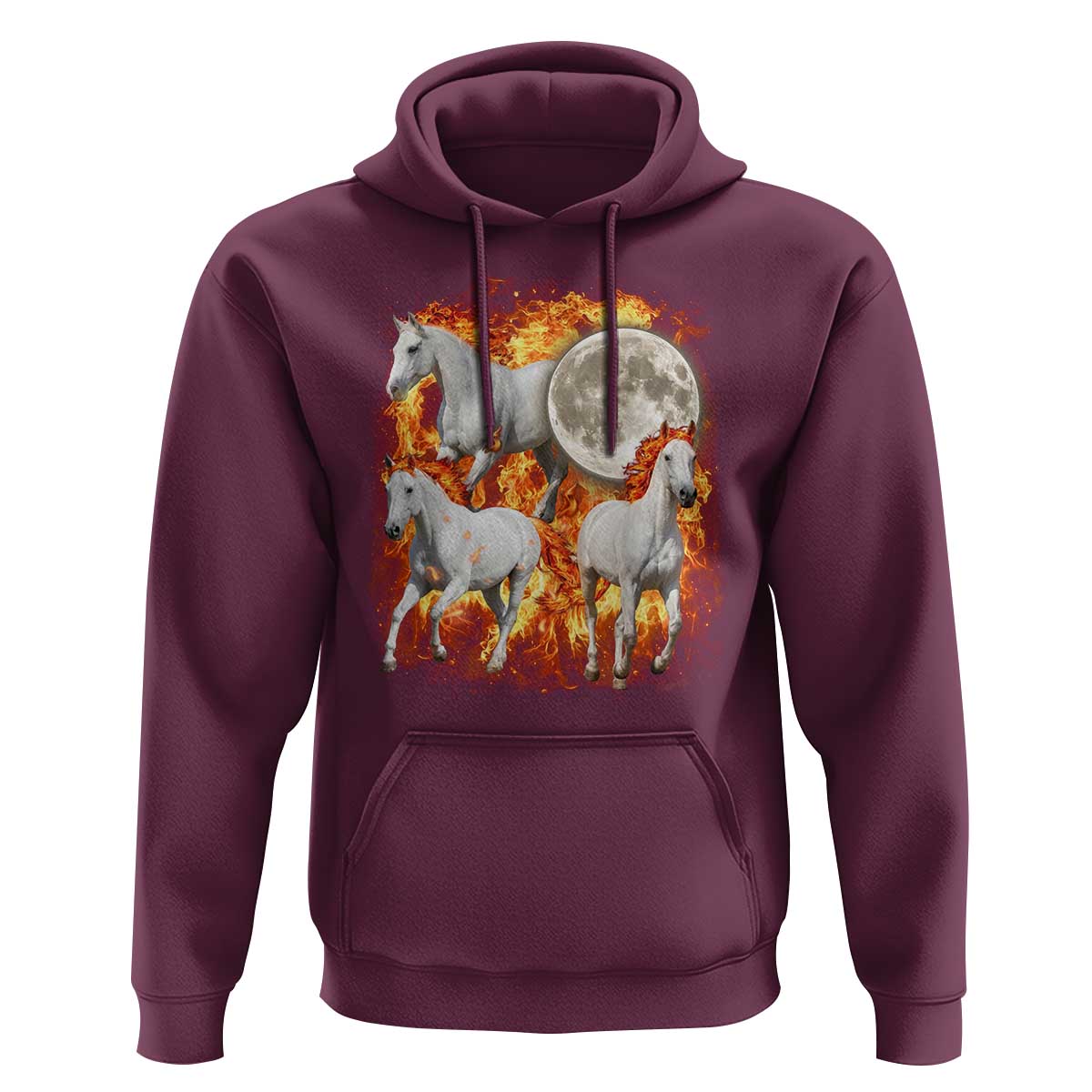 3 Fire Horses Moon Equestrian Hoodie Year Of The Fire Horse Joke