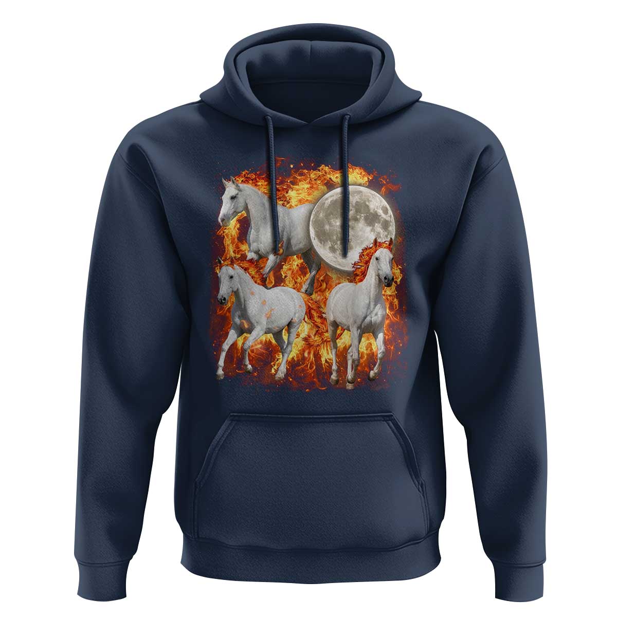 3 Fire Horses Moon Equestrian Hoodie Year Of The Fire Horse Joke