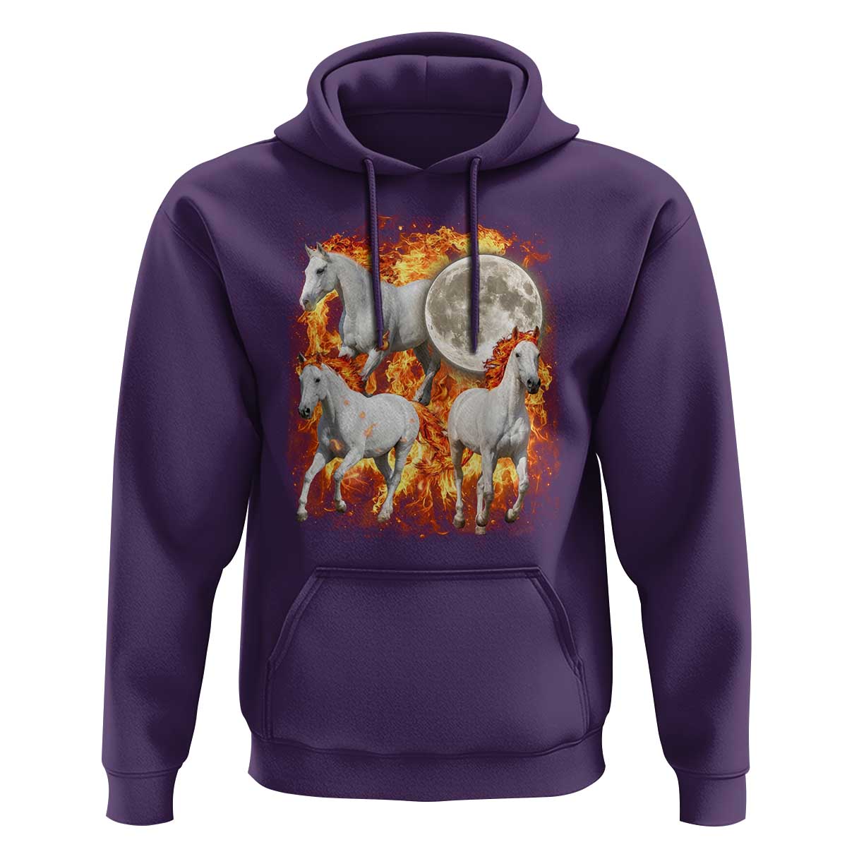 3 Fire Horses Moon Equestrian Hoodie Year Of The Fire Horse Joke