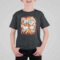 3 Fire Horses Moon Equestrian T Shirt For Kid Year Of The Fire Horse Joke