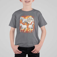 3 Fire Horses Moon Equestrian T Shirt For Kid Year Of The Fire Horse Joke