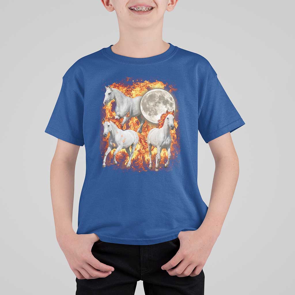 3 Fire Horses Moon Equestrian T Shirt For Kid Year Of The Fire Horse Joke