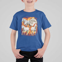 3 Fire Horses Moon Equestrian T Shirt For Kid Year Of The Fire Horse Joke