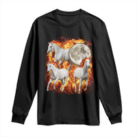 3 Fire Horses Moon Equestrian Long Sleeve Shirt Year Of The Fire Horse Joke