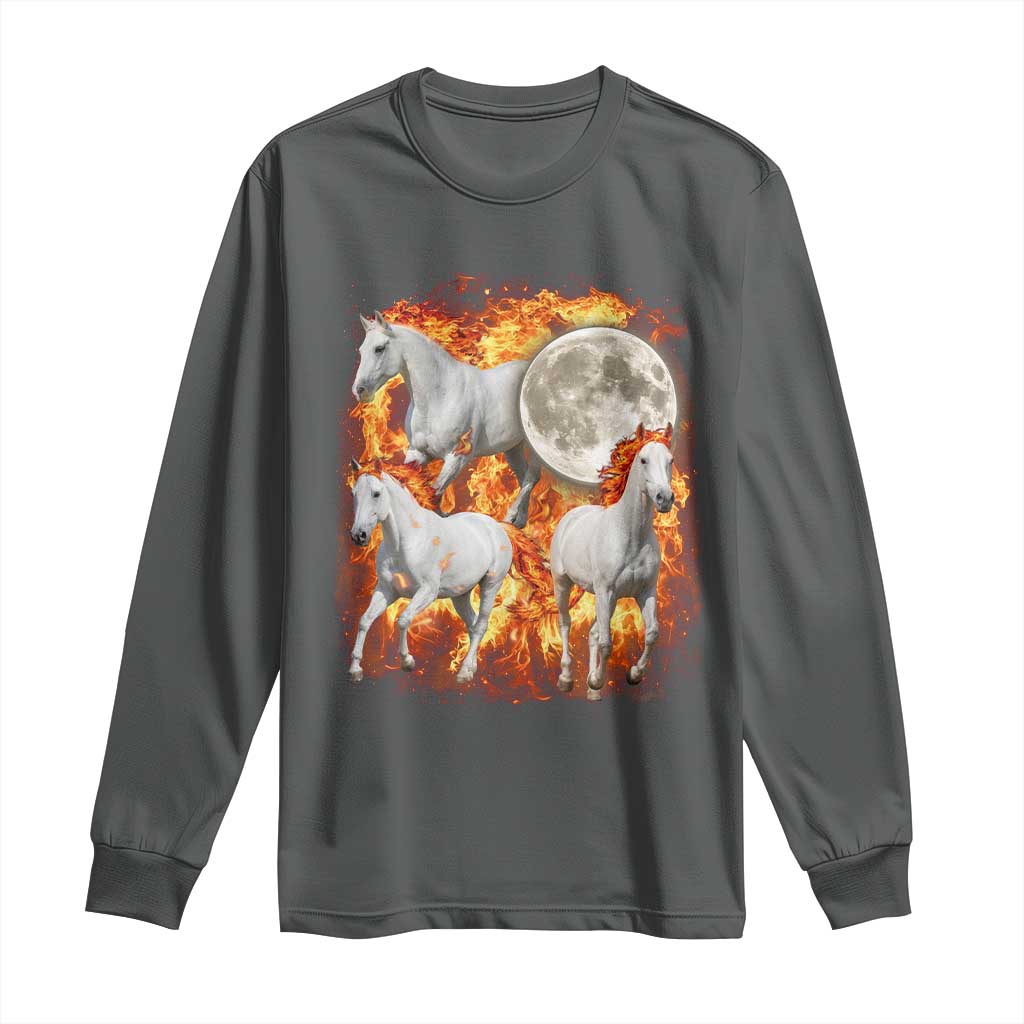 3 Fire Horses Moon Equestrian Long Sleeve Shirt Year Of The Fire Horse Joke