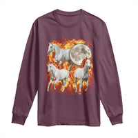 3 Fire Horses Moon Equestrian Long Sleeve Shirt Year Of The Fire Horse Joke