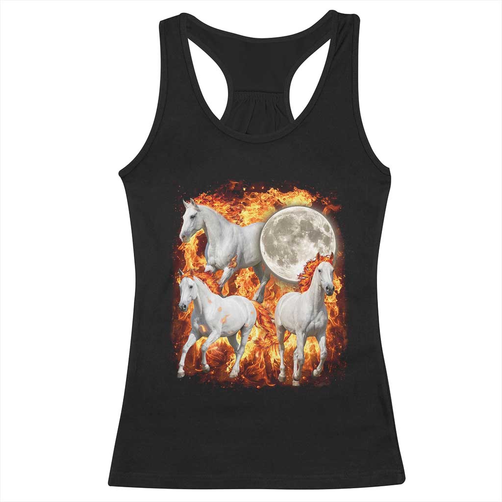 3 Fire Horses Moon Equestrian Racerback Tank Top Year Of The Fire Horse Joke